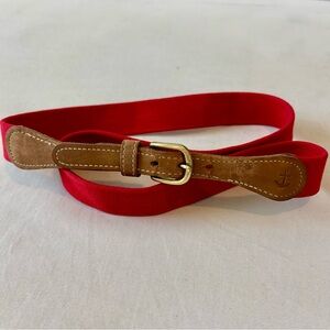 Vintage J.G. Hook Elastic Red Nautical Belt with Leather and Brass Buckle